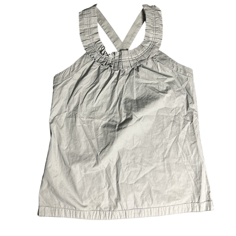 J. Crew Gray Crisscross Ruffle Top Size: 4